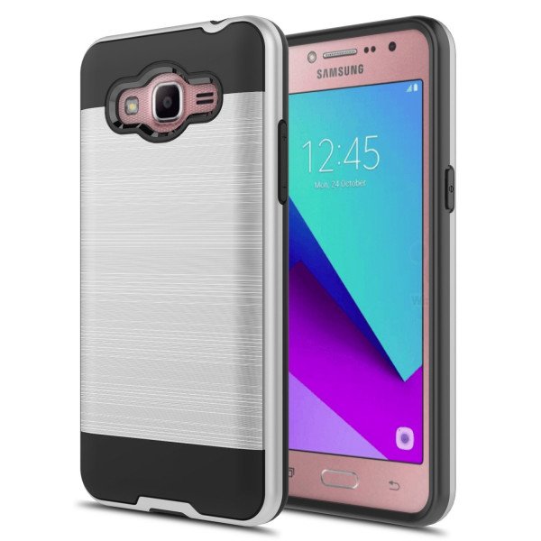 Wholesale Samsung Galaxy J2 Prime, Grand Prime Plus Armor Hybrid Case (Silver)